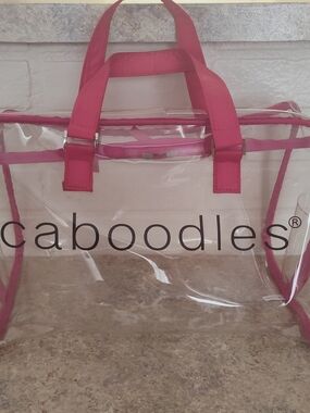 Caboodles Clear Tote with Pink Trim and Handles